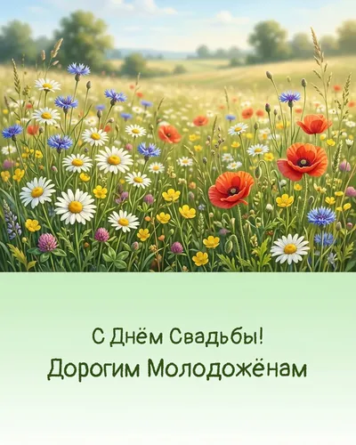 открытка для молодожёнов — в винтажном стиле с пастельными тонами